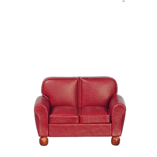 Leather Loveseat, Burgundy